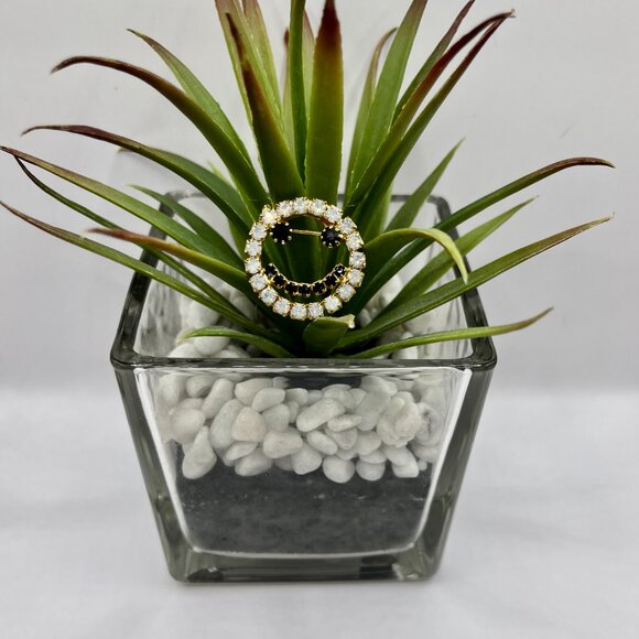 Vintage Smiley Face Rhinestone Pin/Brooch - Picture 2 of 4